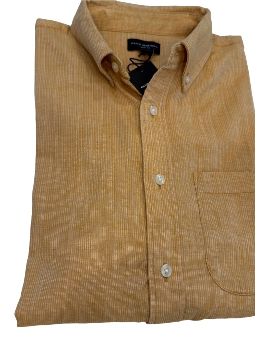 Club Monaco Men’s Button Down Shirt Textured Caramel Slim Fit Pocket NWT Sz S